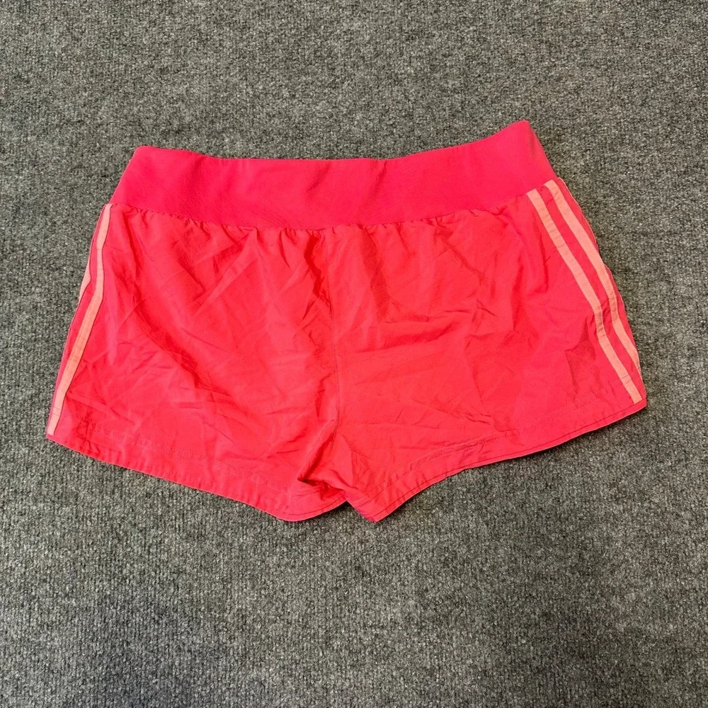 Adidas Shorts Womens Size L Pink ClimaCool Athletic Running Gym Side Stripes
